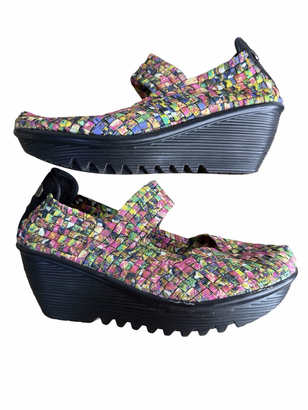 Bernie Mev Lulia Wedge Shoes Womens EU 38/8M Colorful Woven Slip On Platform